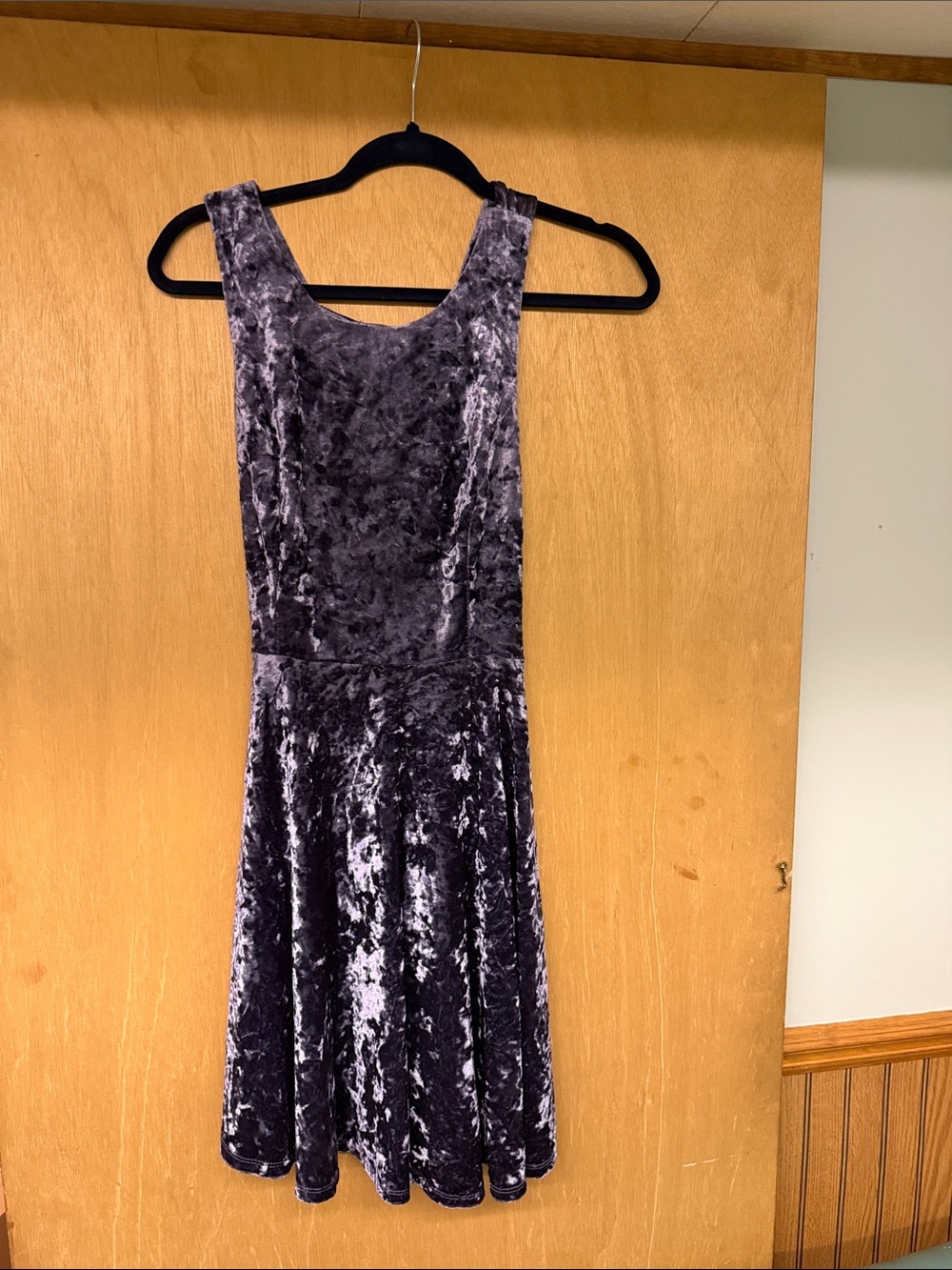 Altar'd State Crushed Velvet Mini Dress in Charcoal Gray